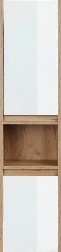 WELLTIME Torun Hochschrank Weiß Eiche Falttüren Badschrank - Bild 3