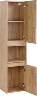 WELLTIME Torun Hochschrank Weiß Eiche Falttüren Badschrank Bild 5
