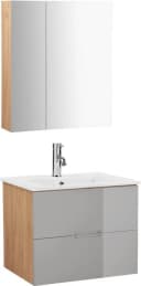 WELLTIME Lund Badmöbel-Set 60cm Grau Eiche Hochglanz Bild 3