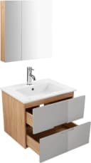 WELLTIME Lund Badmöbel-Set 60cm Grau Eiche Hochglanz Bild 4
