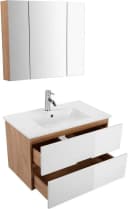 WELLTIME Lund Badmöbel-Set 80cm Weiß Eiche Hochglanz mit Spiegelschrank Bild 4