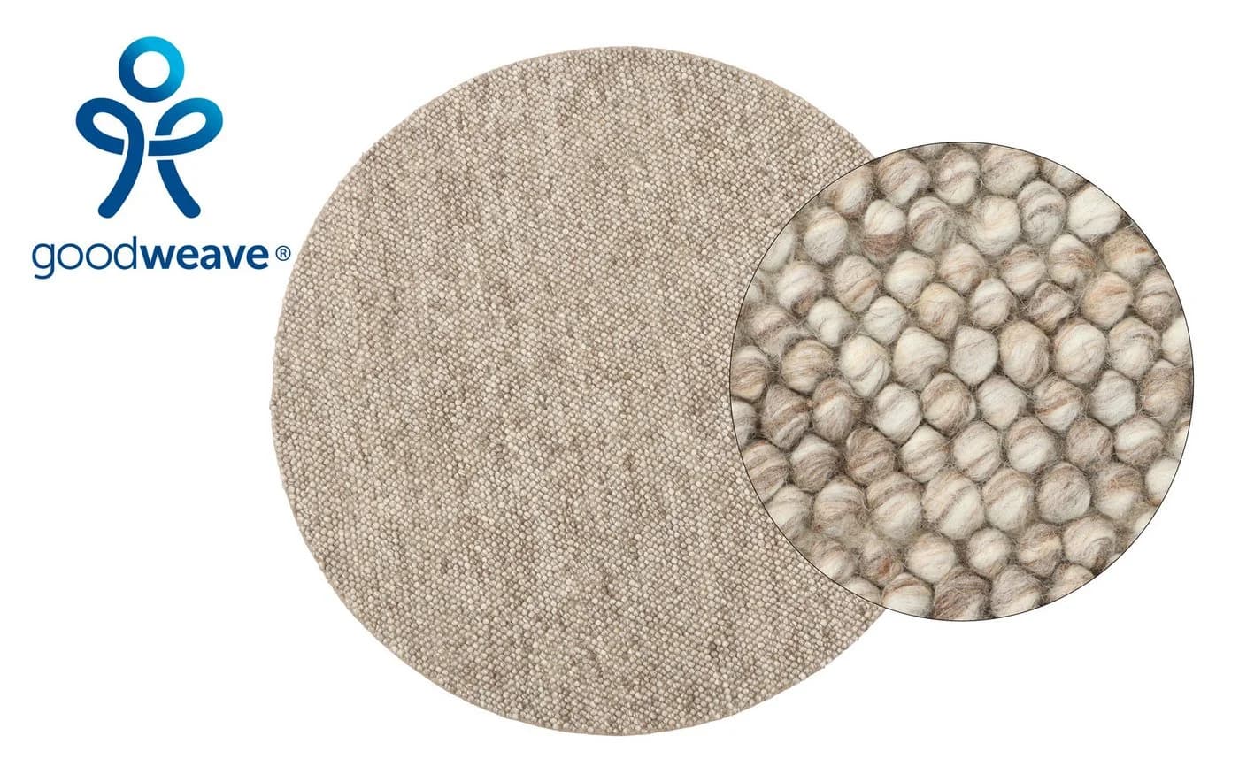 OTTO HOME Wollteppich Wolly Beige Handgewebt Rund