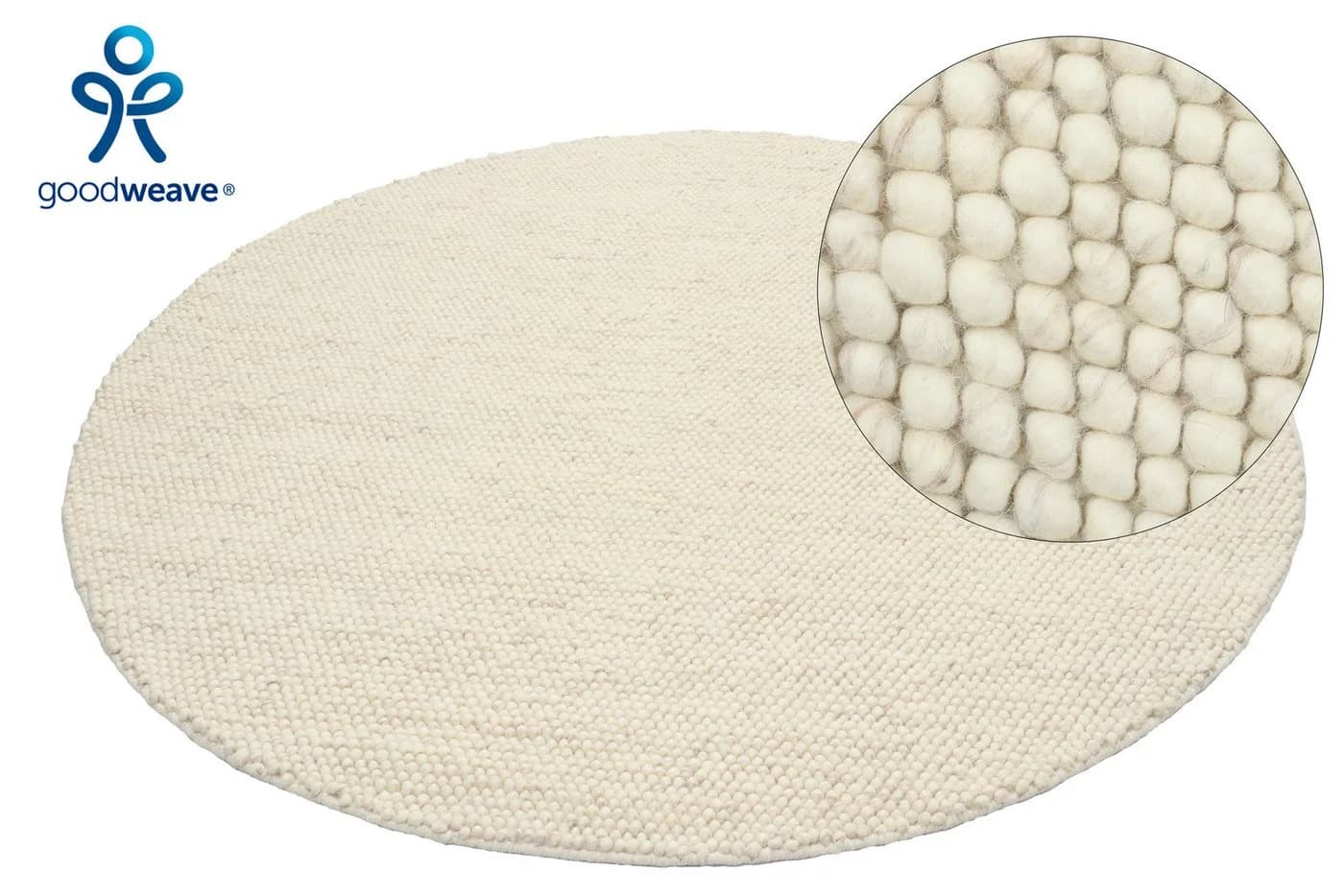 OTTO HOME Wollteppich Wolly Beige Handgewebt Rund 120cm - Bild 3