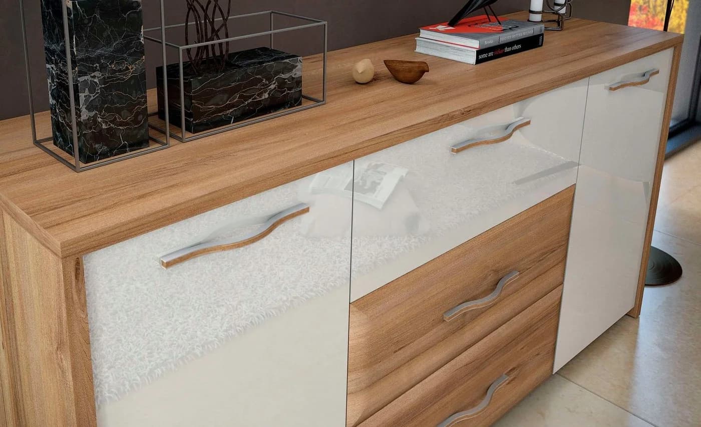 OTTO HOME Kommode Gala Beige Hochglänzend mit 3 Schubladen - Bild 4