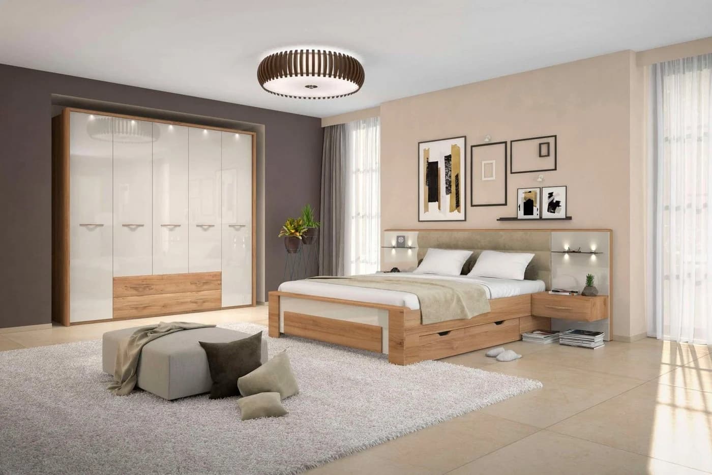 OTTO HOME Nachtkonsole Gala Beige Hochglänzend mit LED