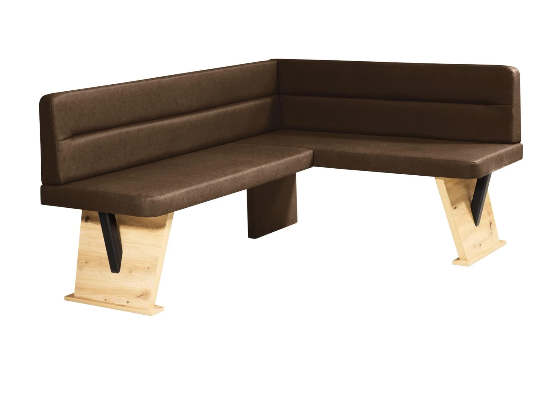 HOME AFFAIRE Eckbank Laros Dunkelbraun Kunstleder Massivholz