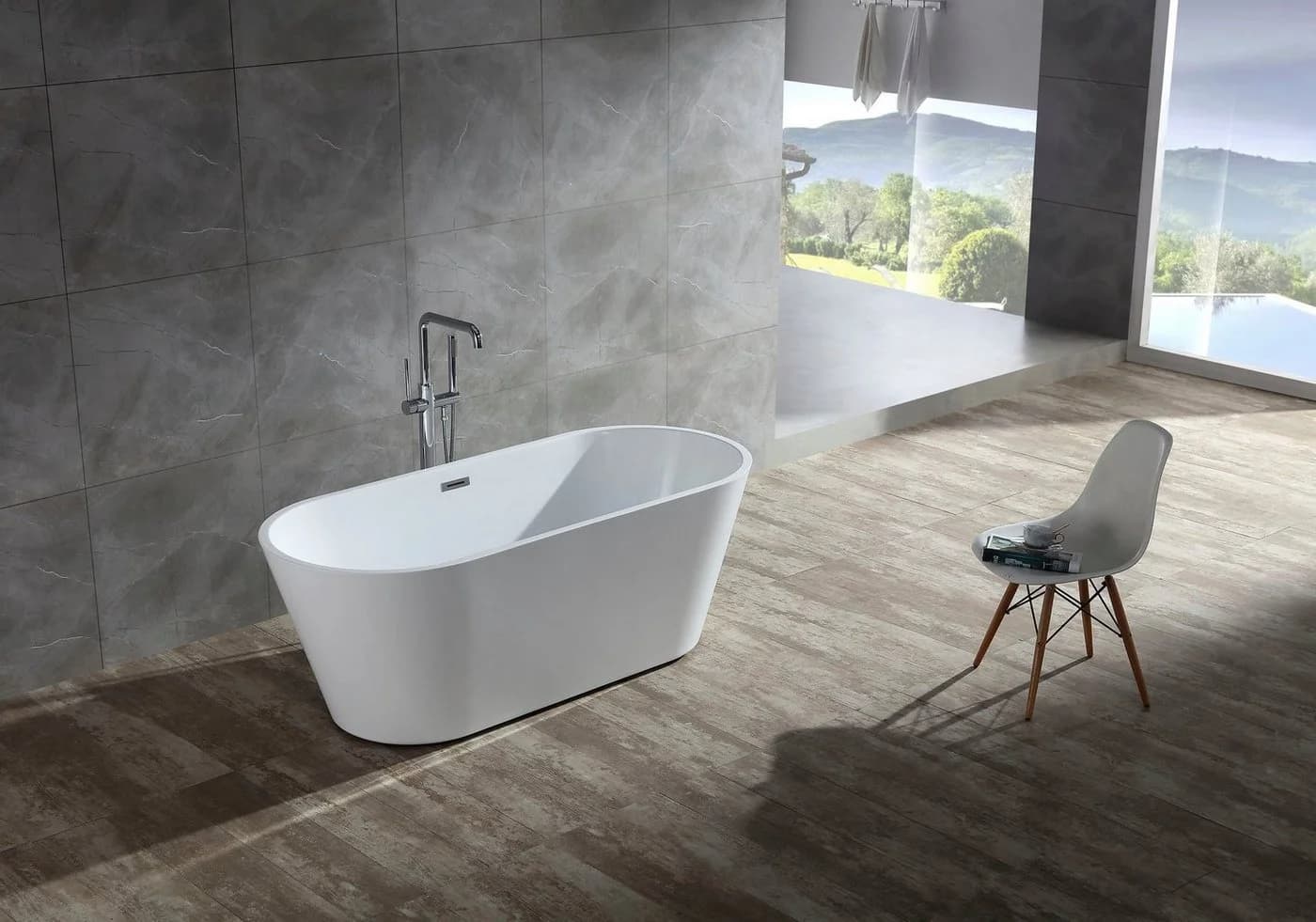 WELLTIME Badewanne Tavira Weiß Freistehend Sanitäracryl Oval