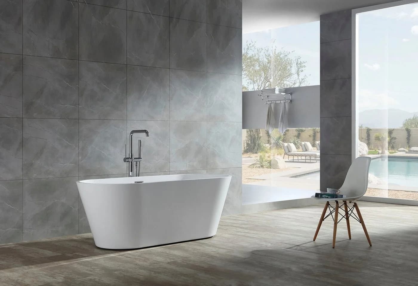 WELLTIME Badewanne Tavira Weiß Freistehend Sanitäracryl Oval - Bild 3