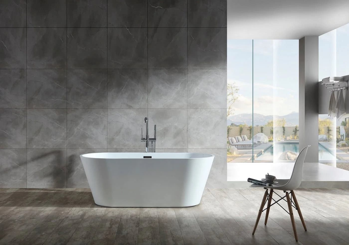 WELLTIME Badewanne Tavira Weiß Freistehend Sanitäracryl Oval - Bild 4