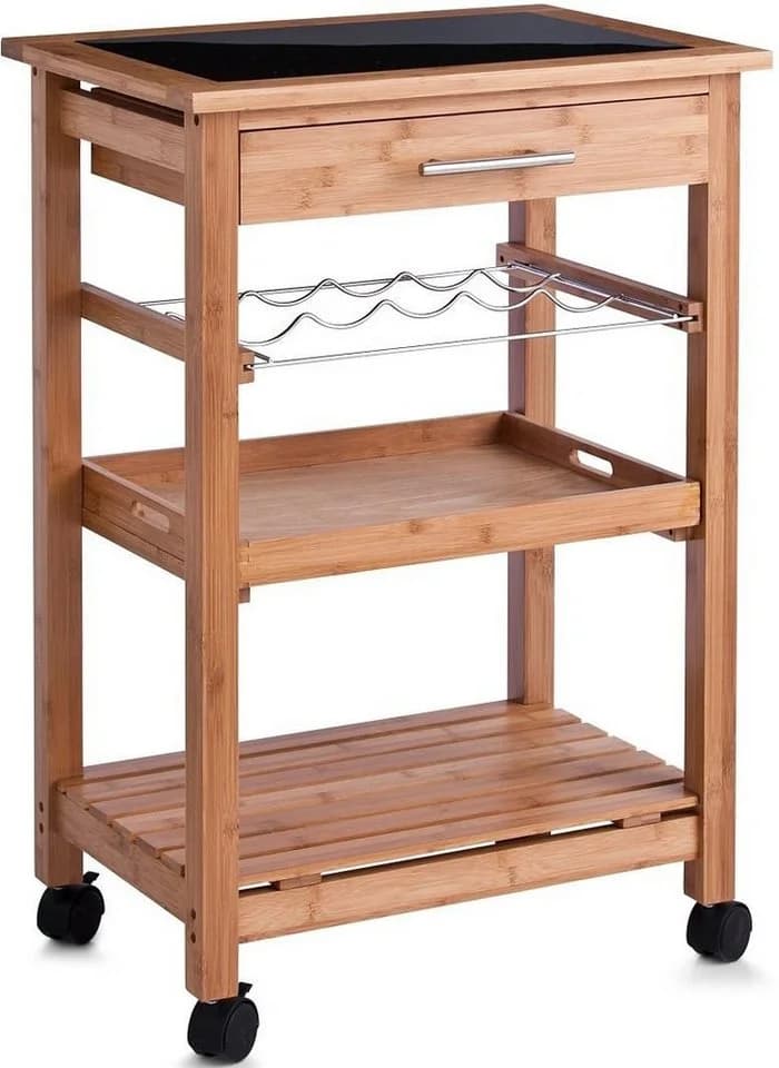 HOME AFFAIRE Bamboo Küchenwagen Grau Braun Rollwagen