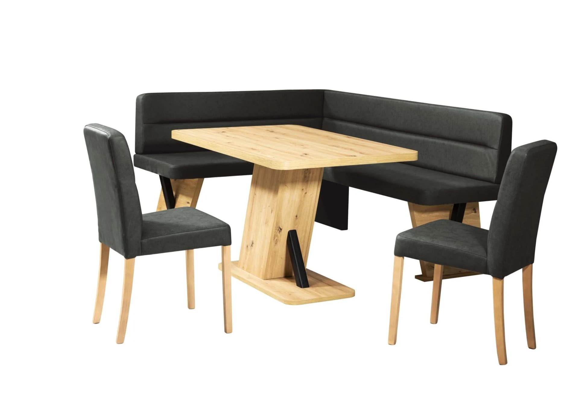 Home Affaire Laros Eckbankgruppe Grau/Natur 3-tlg. mit Tisch