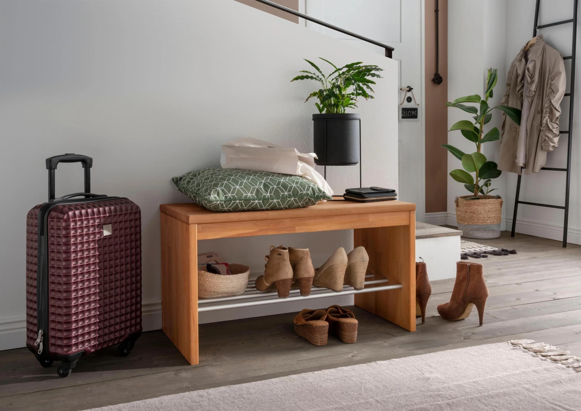 Home Affaire Schuhbank Dura Buche Braun Massivholz
