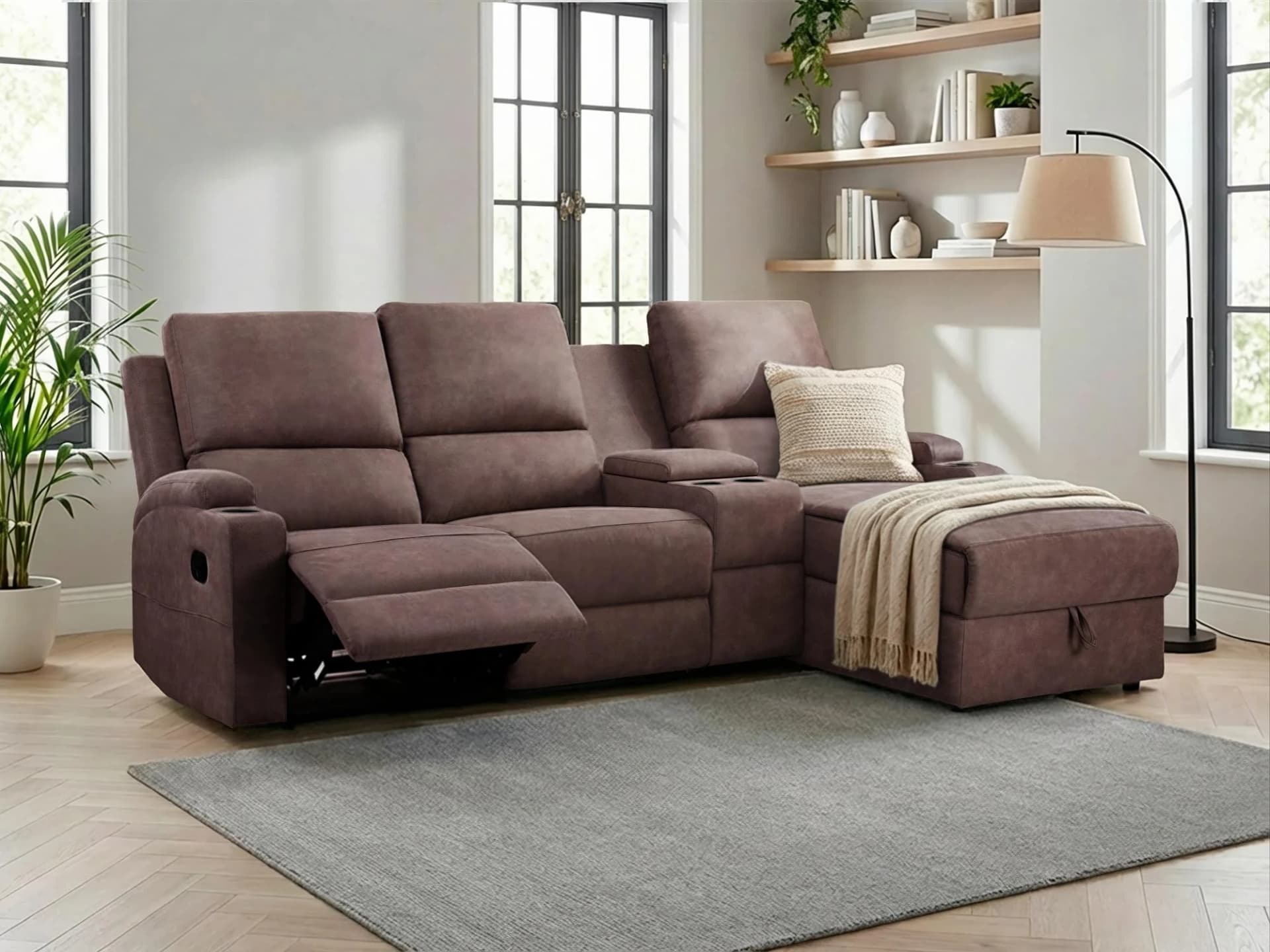 OTTO HOME Ecksofa NAPORI Multimediasofa L-Form Relaxfunktion dunkelbraun