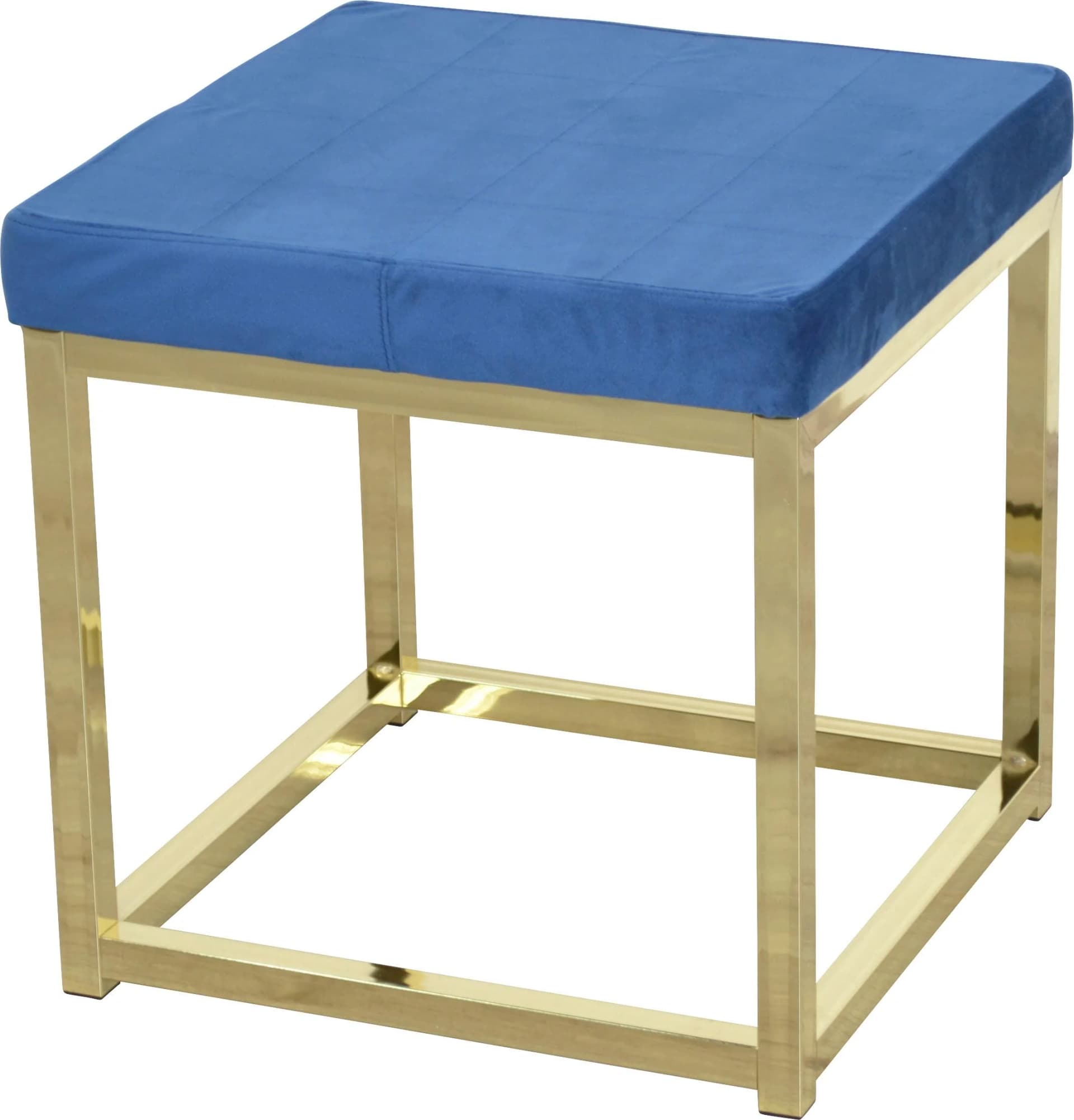 INOSIGN Sitzhocker Blau Samt Metall 45x45x45 cm