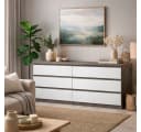 INOSIGN Kommode Naia 6 Schubladen Grau Weiss Hochglanz Modern Bild 2
