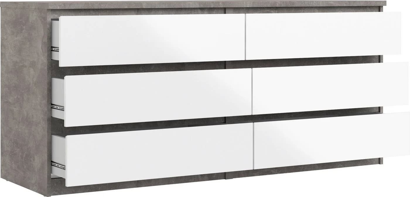 INOSIGN Kommode Naia 6 Schubladen Grau Weiss Hochglanz Modern - Bild 5