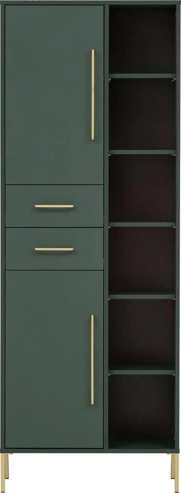 WELLTIME Hochschrank Kent waldgrün mit goldenen Griffen - Bild 2