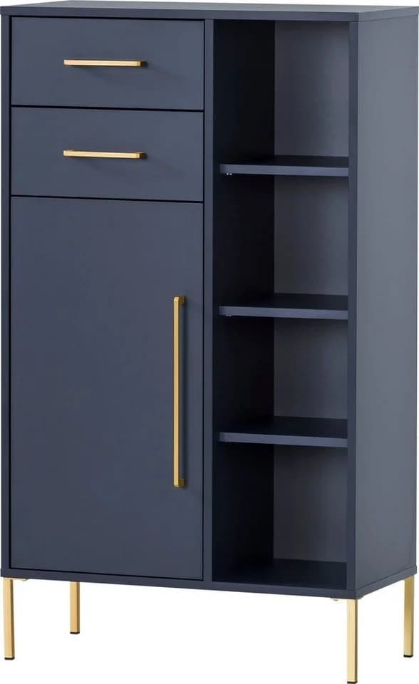 Midischrank WELLTIME Kent nachtblau mit goldenen Griffen - Bild 2