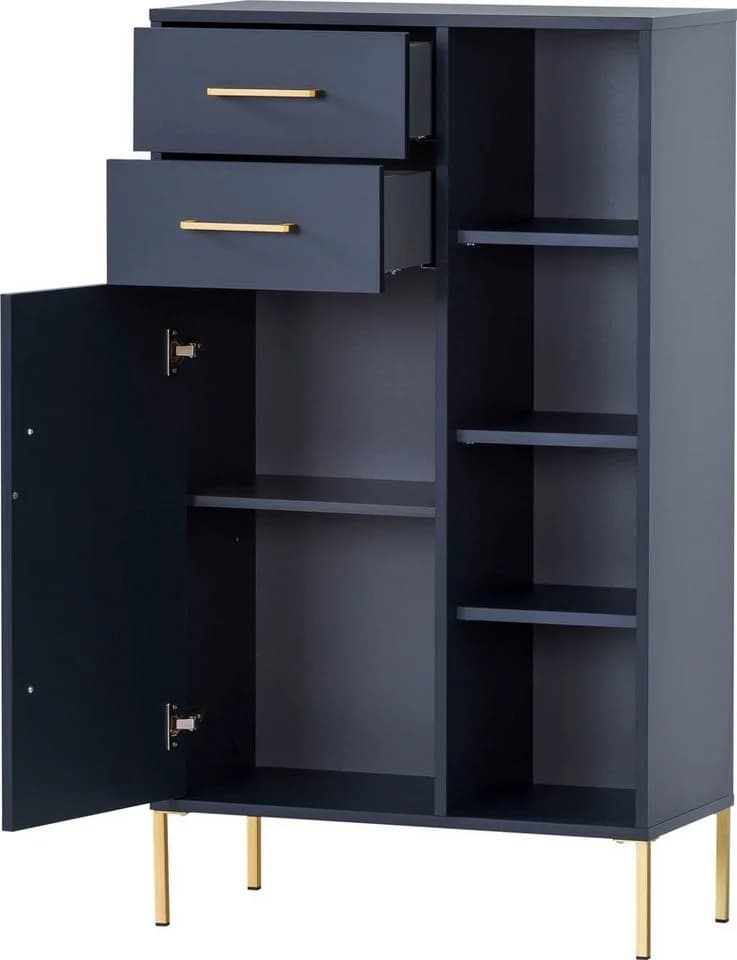Midischrank WELLTIME Kent nachtblau mit goldenen Griffen - Bild 3