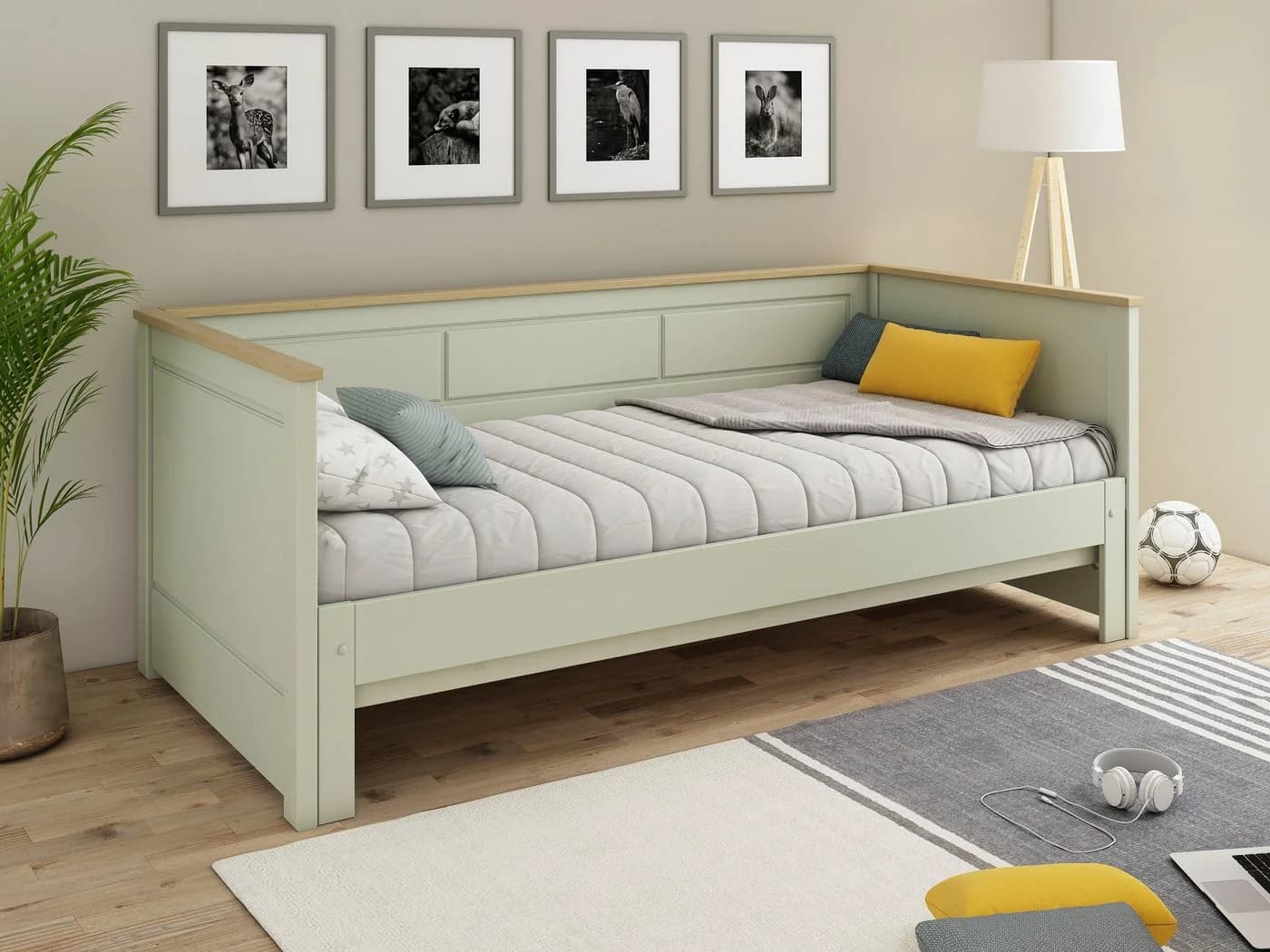 OTTO HOME ERIK Funktionsbett Massivholz Kiefer Ausziehbar Olive - Bild 2