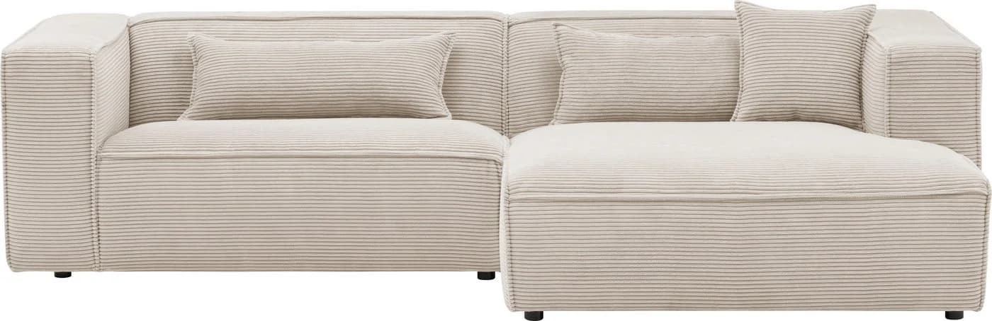 LeGer Home Ecksofa PIARA L-Form hellbeige Cord - Bild 4
