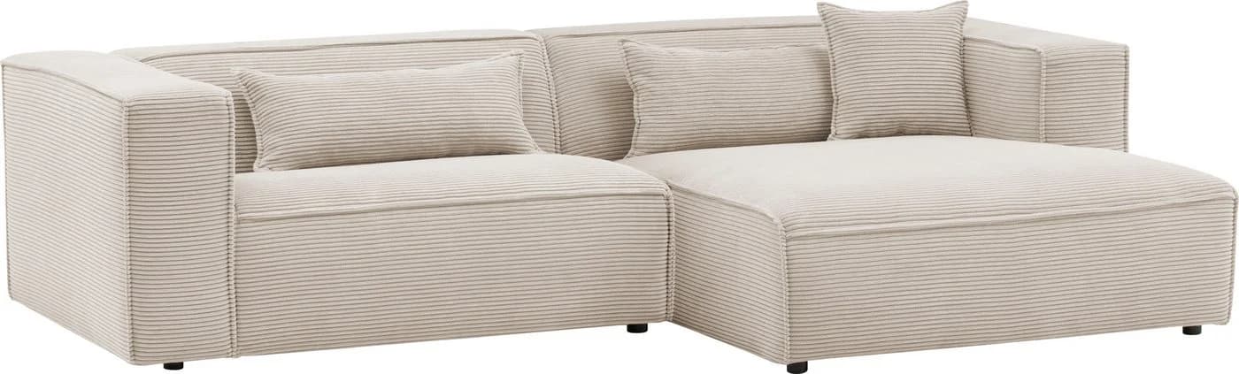LeGer Home Ecksofa PIARA L-Form hellbeige Cord - Bild 5