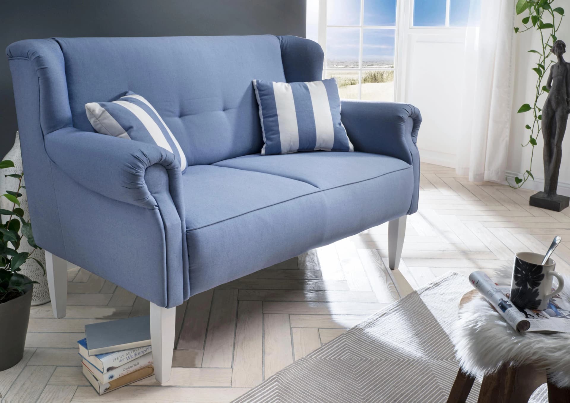 HOME AFFAIRE Moro Küchensofa Blau mit Zierkissen
