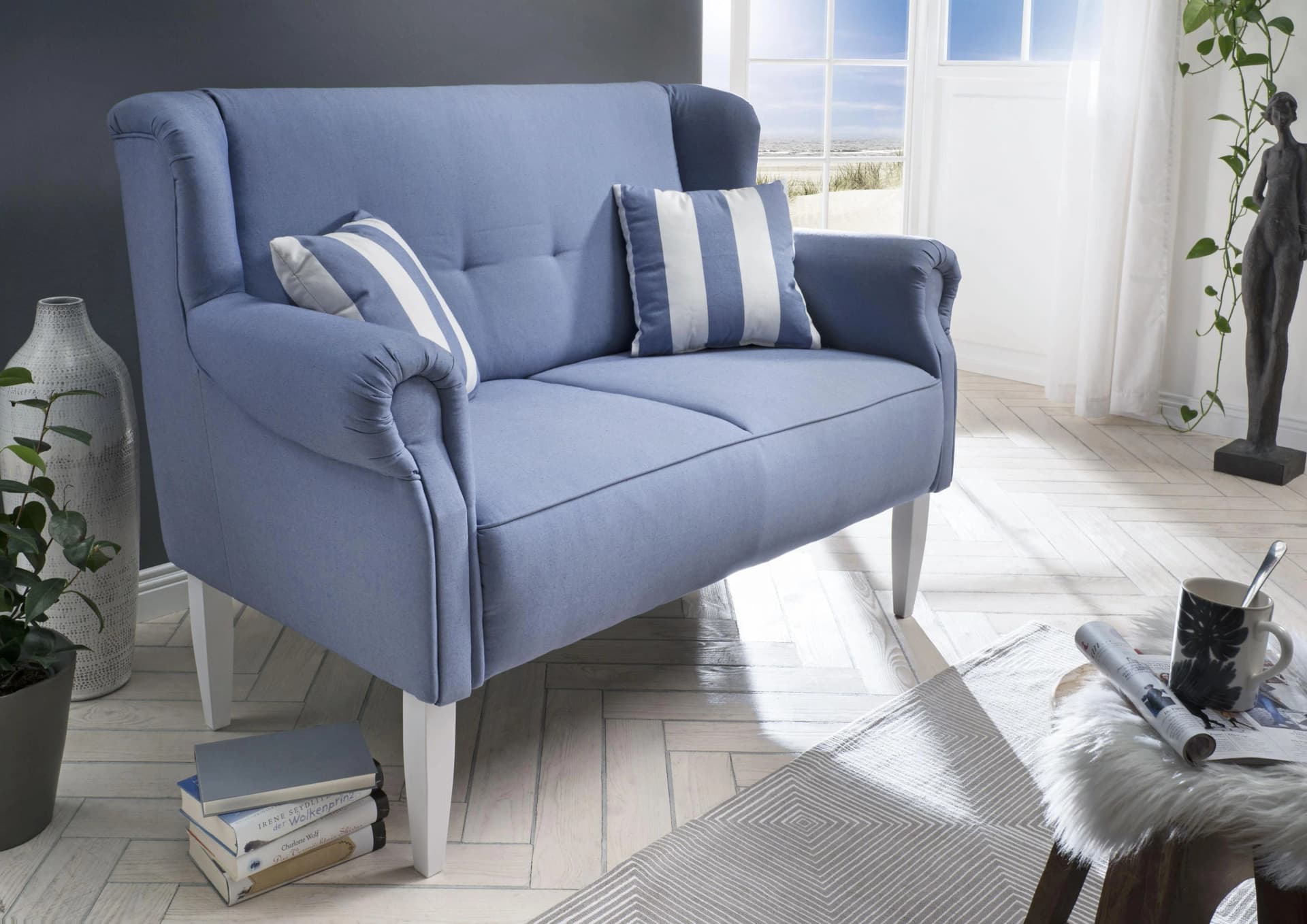 HOME AFFAIRE Küchensofa Moro Blau mit Zierkissen