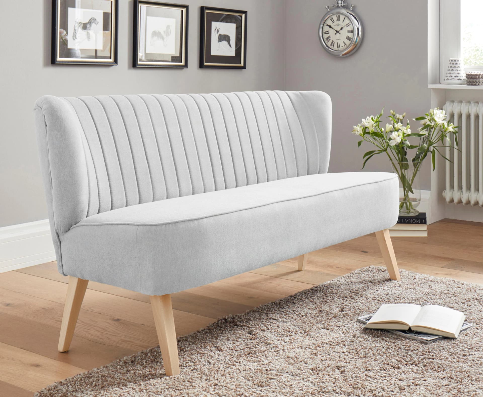 HOME AFFAIRE Campi 2-Sitzer Küchensofa Silber Microfaser