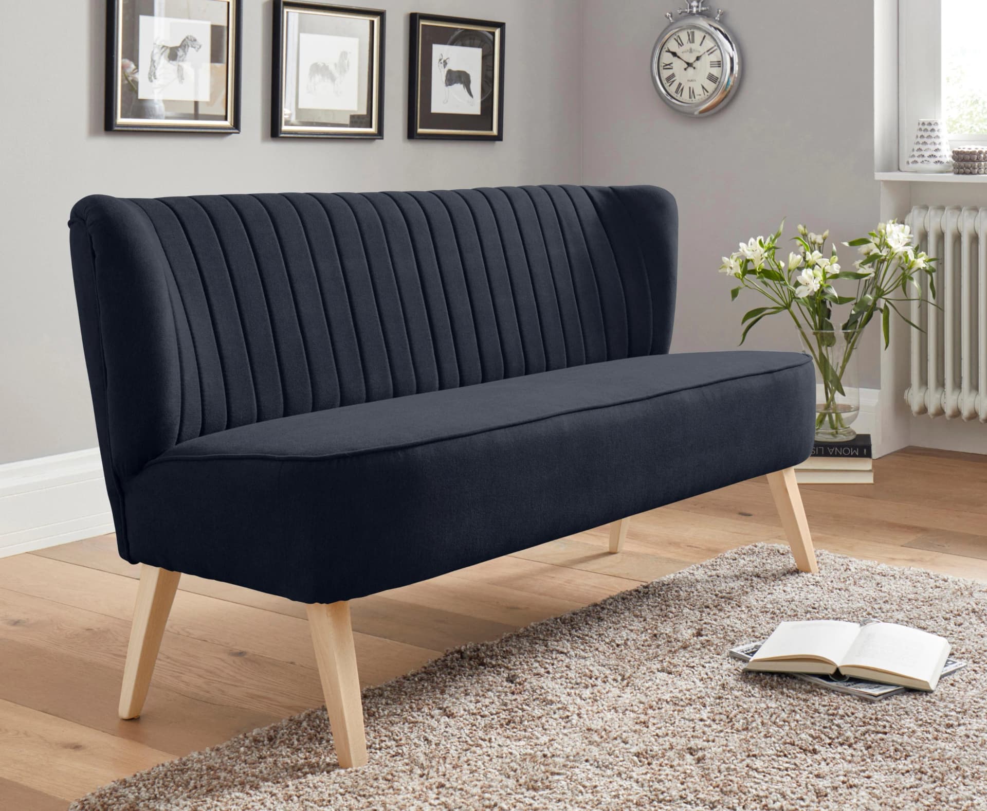 HOME AFFAIRE Campi 2-Sitzer Sofa Dunkelblau Microfaser