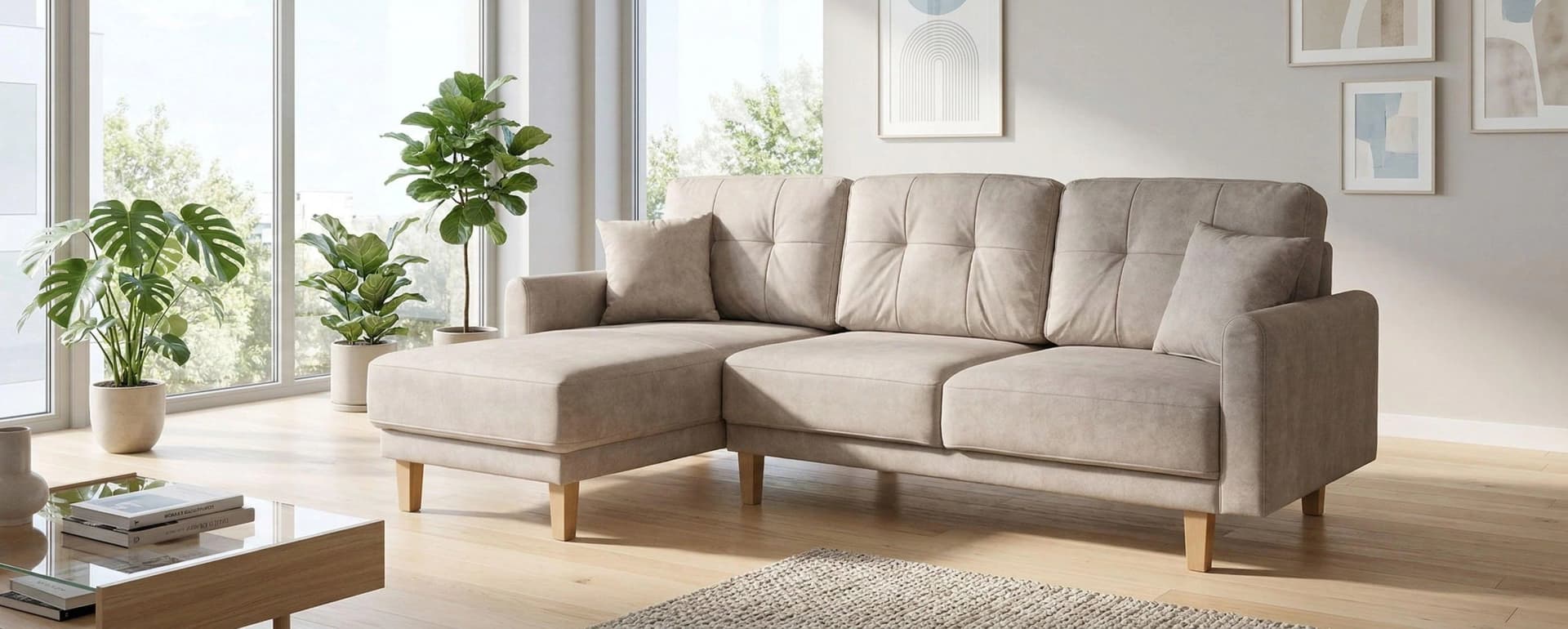 HOME AFFAIRE Ecksofa TRIPLO L-Form Creme Polyester