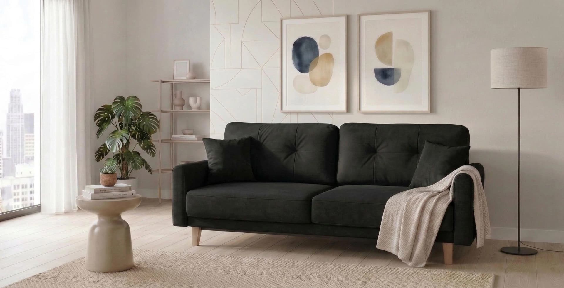HOME AFFAIRE TRIPLO Schlafsofa 3-Sitzer Schwarz mit Bettkasten