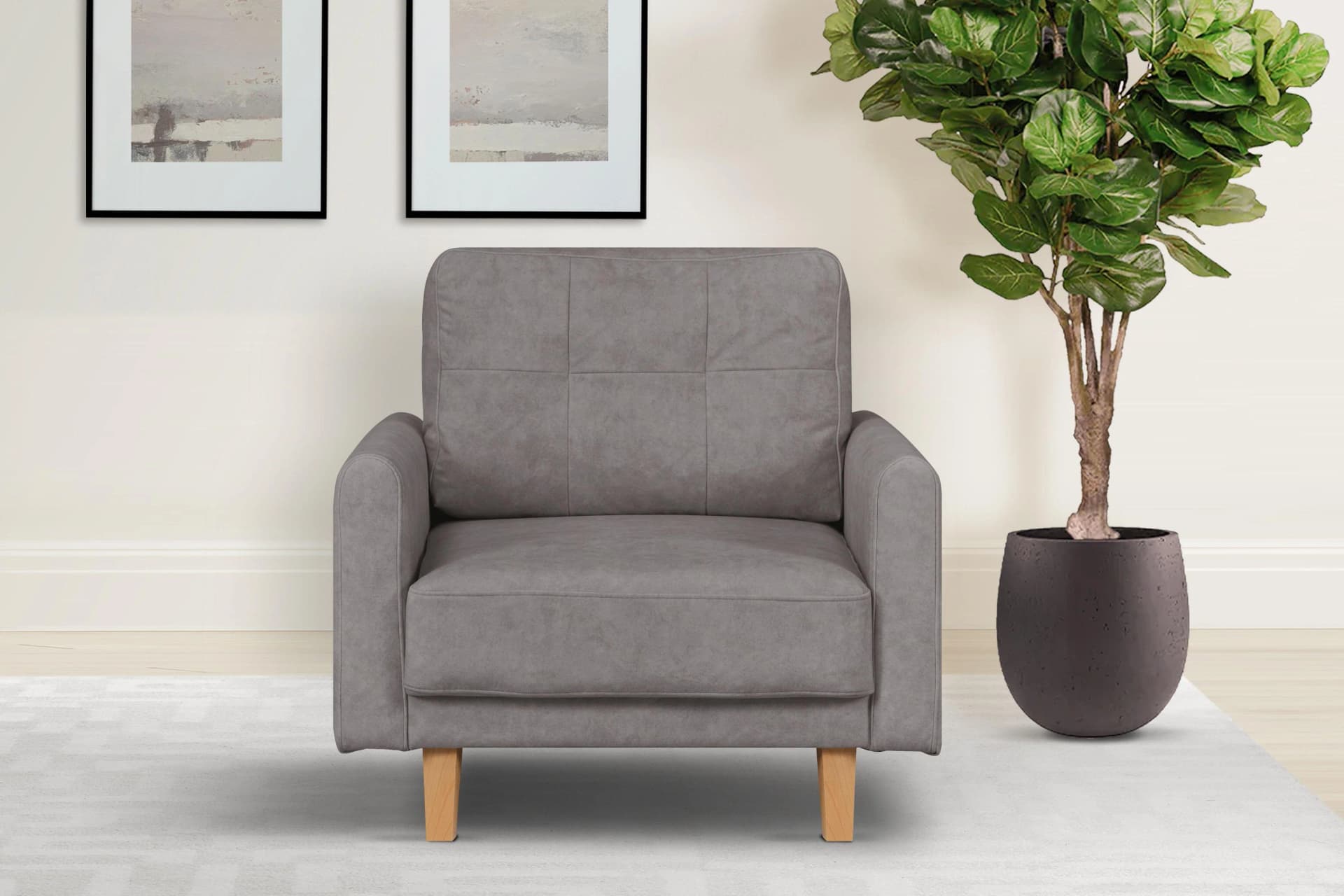 HOME AFFAIRE TRIPLO Relaxsessel Taupe Samtoptik Wellenunterfederung