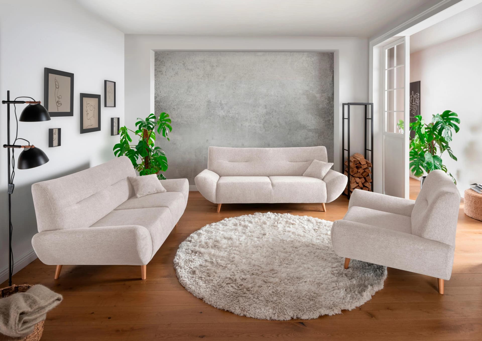 HOME AFFAIRE Polstergarnitur Drago 3-2-1 Set Beige Microfaser