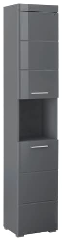 WELLTIME Hochschrank Avena Grau Hochglanz Badschrank Bild 5