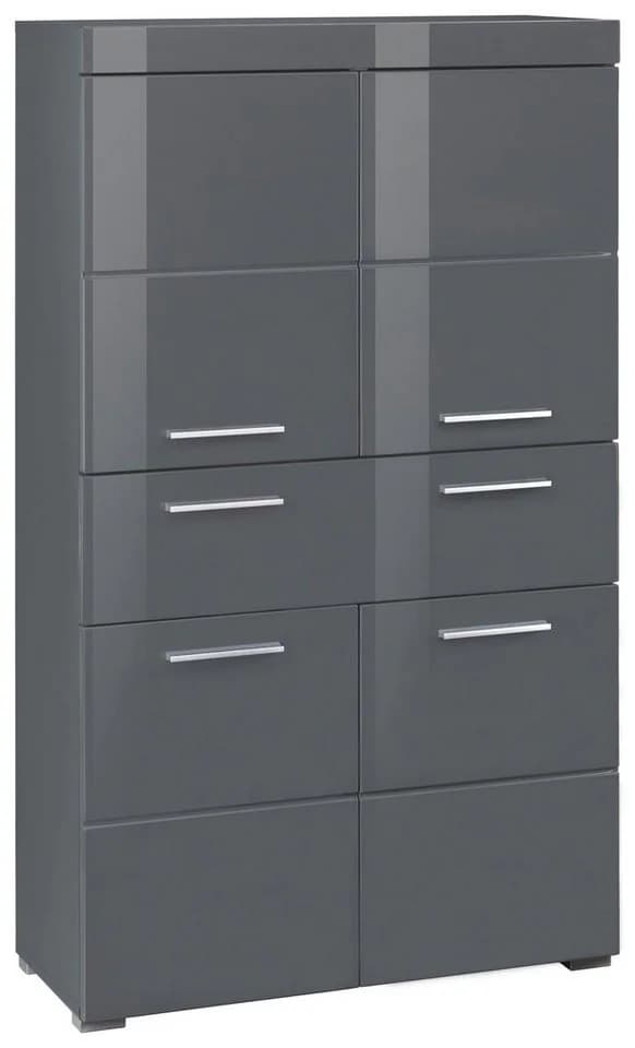 WELLTIME Midischrank Avena Grau Hochglanz 4 Türen 1 Schublade - Bild 2