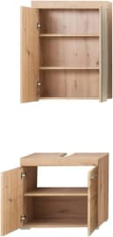 Welltime Badmöbel-Set Avena Braun Holzwerkstoff Waschbeckenunterschrank Spiegelschrank Bild 4