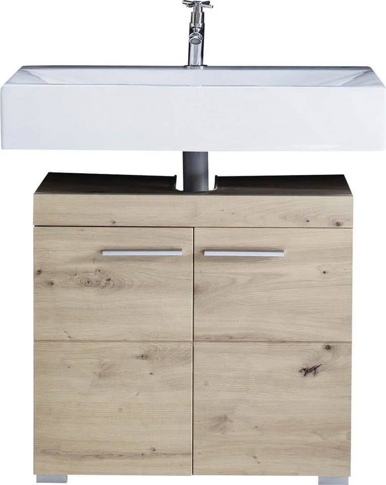 Welltime Badmöbel-Set Avena Braun Holzwerkstoff Waschbeckenunterschrank Spiegelschrank - Bild 5