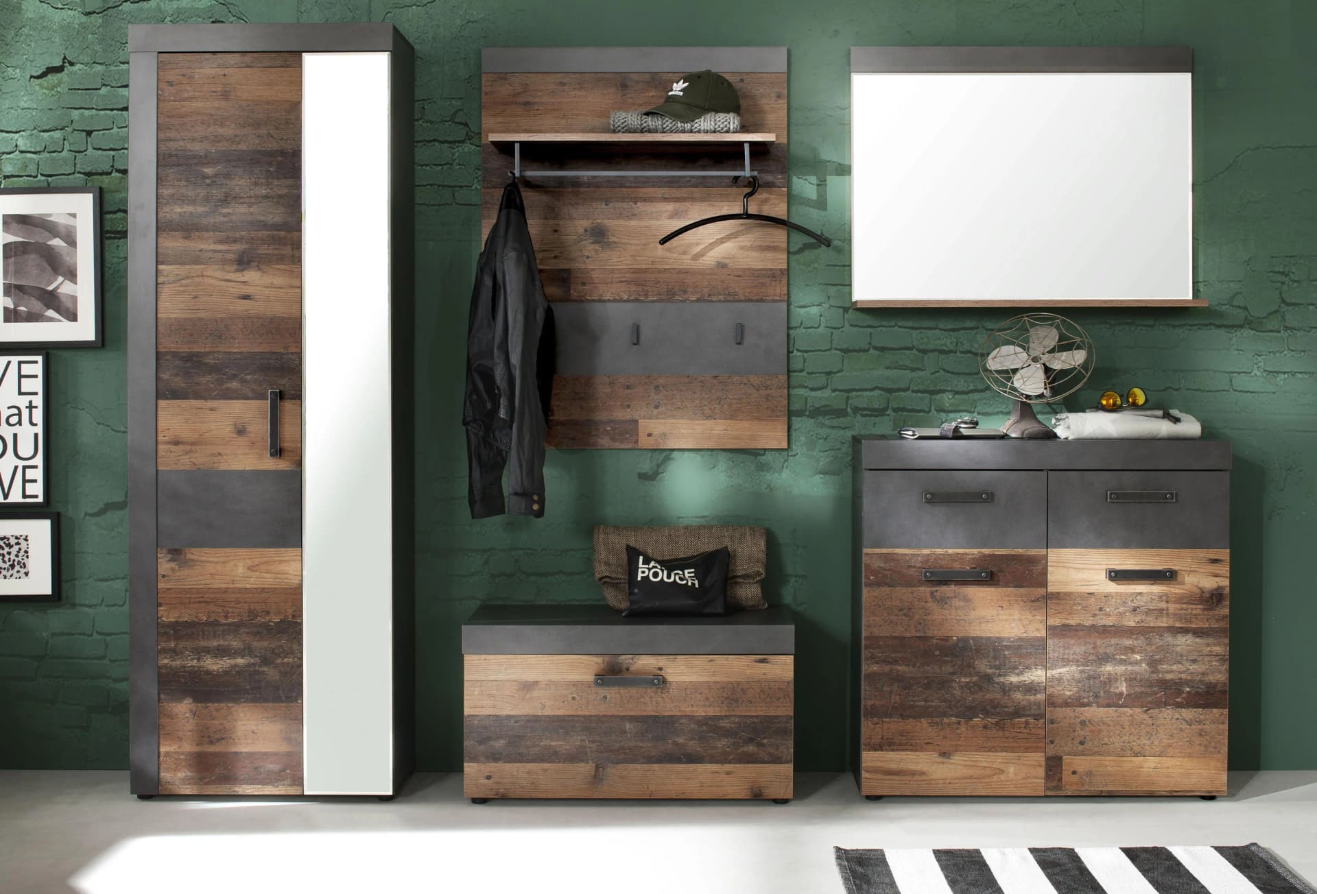 Garderoben-Set INOSIGN Ilana 5-tlg. Industrial Style Grau