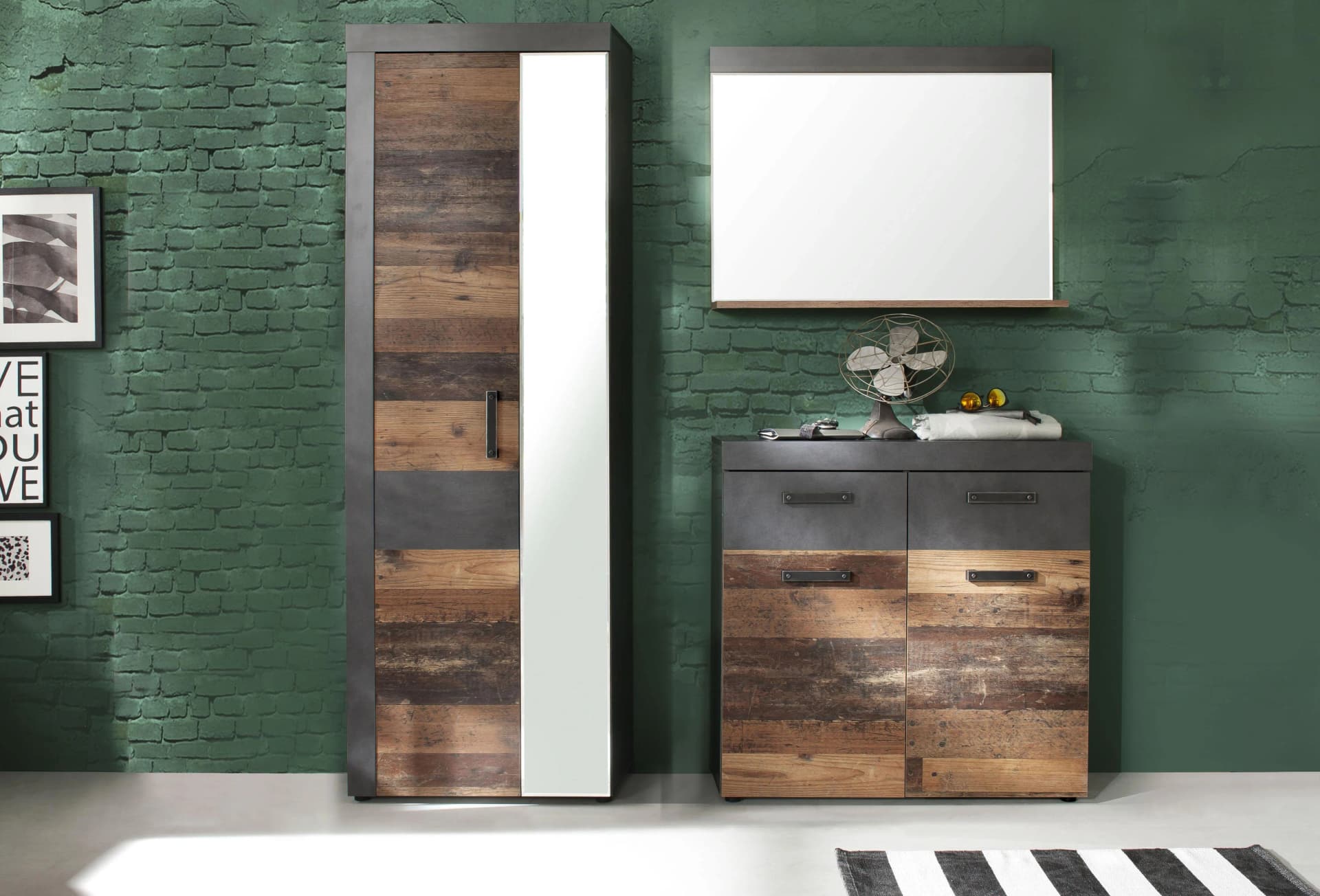 Garderoben-Set INOSIGN Ilana Grau Industrial Style 3-teilig