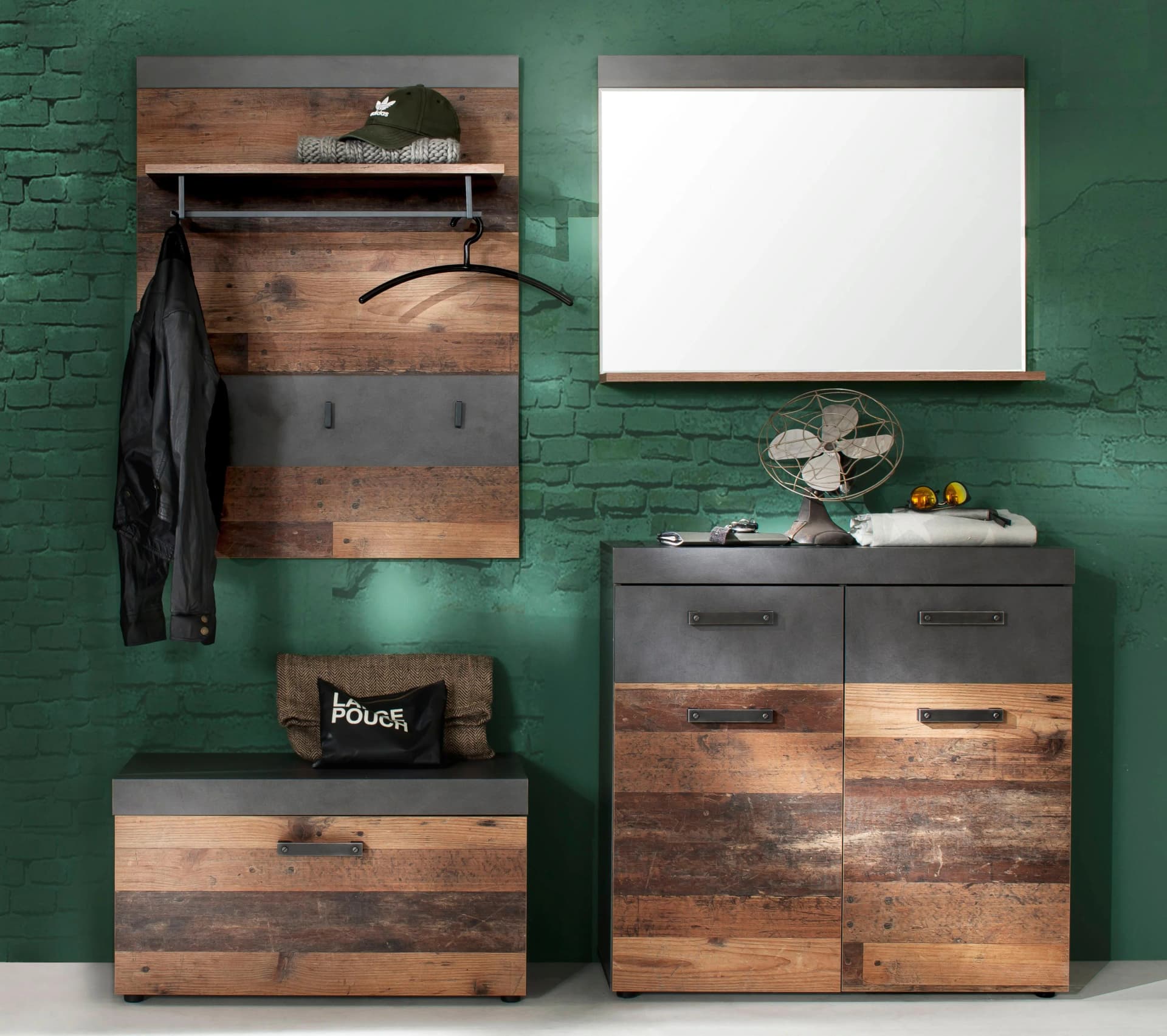Garderoben-Set INOSIGN Ilana Grau Industrial Style
