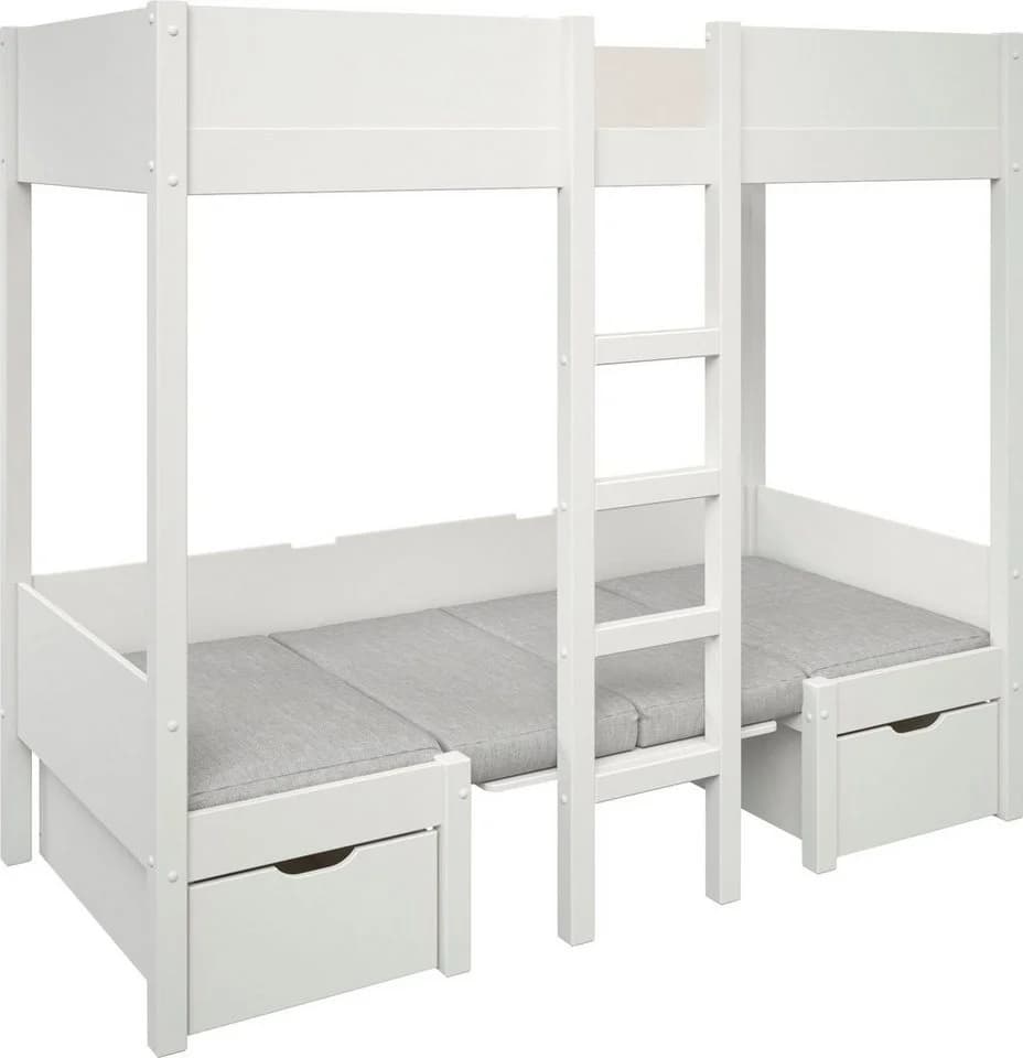 OTTO HOME Etagenbett TIPO Weiß mit Tisch und Schubkästen