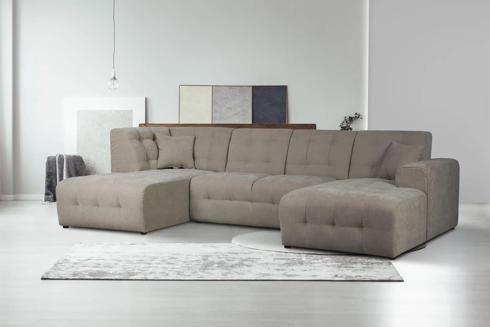 HOME AFFAIRE Nosia U-Form Wohnlandschaft Taupe Samtvelours