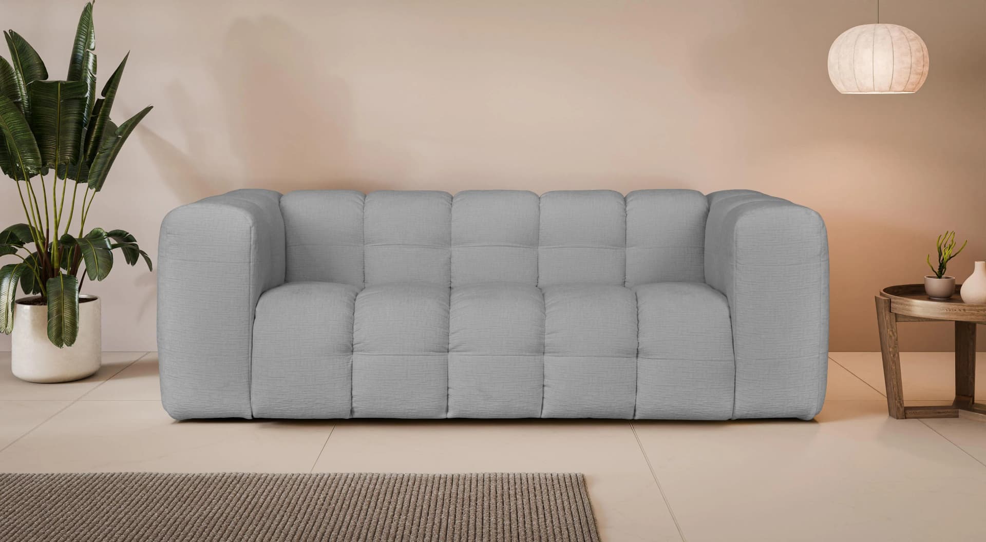 LeGer Home TALISHA 3-Sitzer Sofa Grau Modern