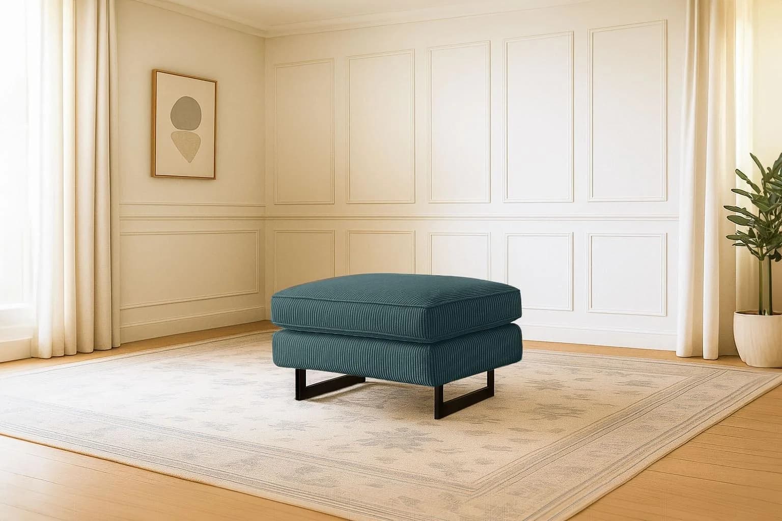 Home Affaire Polsterhocker Pinto Azurblau mit Metallfüßen