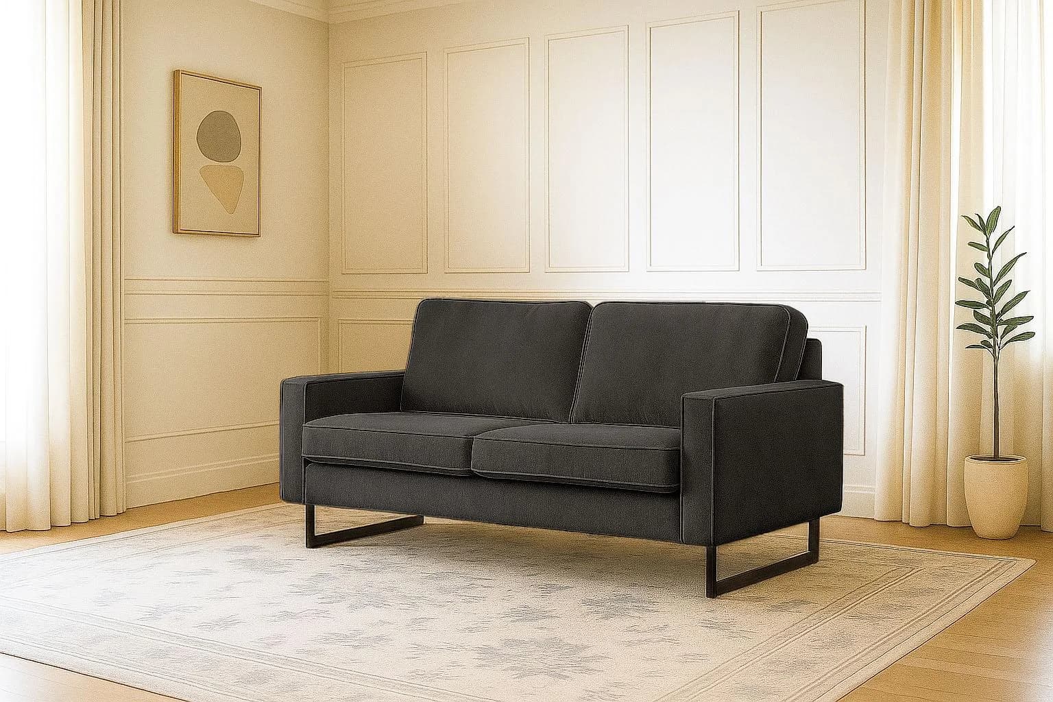 HOME AFFAIRE Pinto 2-Sitzer Sofa Schwarz Chenille