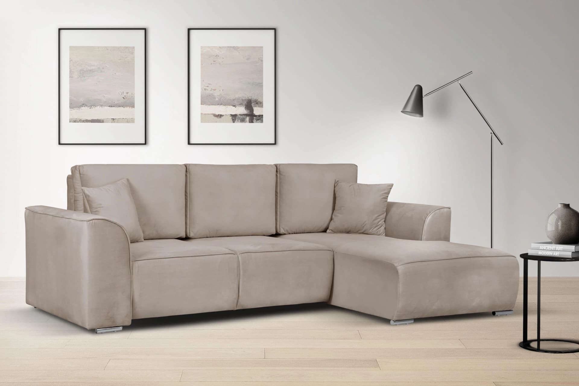 OTTO HOME Ecksofa BEATRICE L-Form Taupe mit Bettkasten