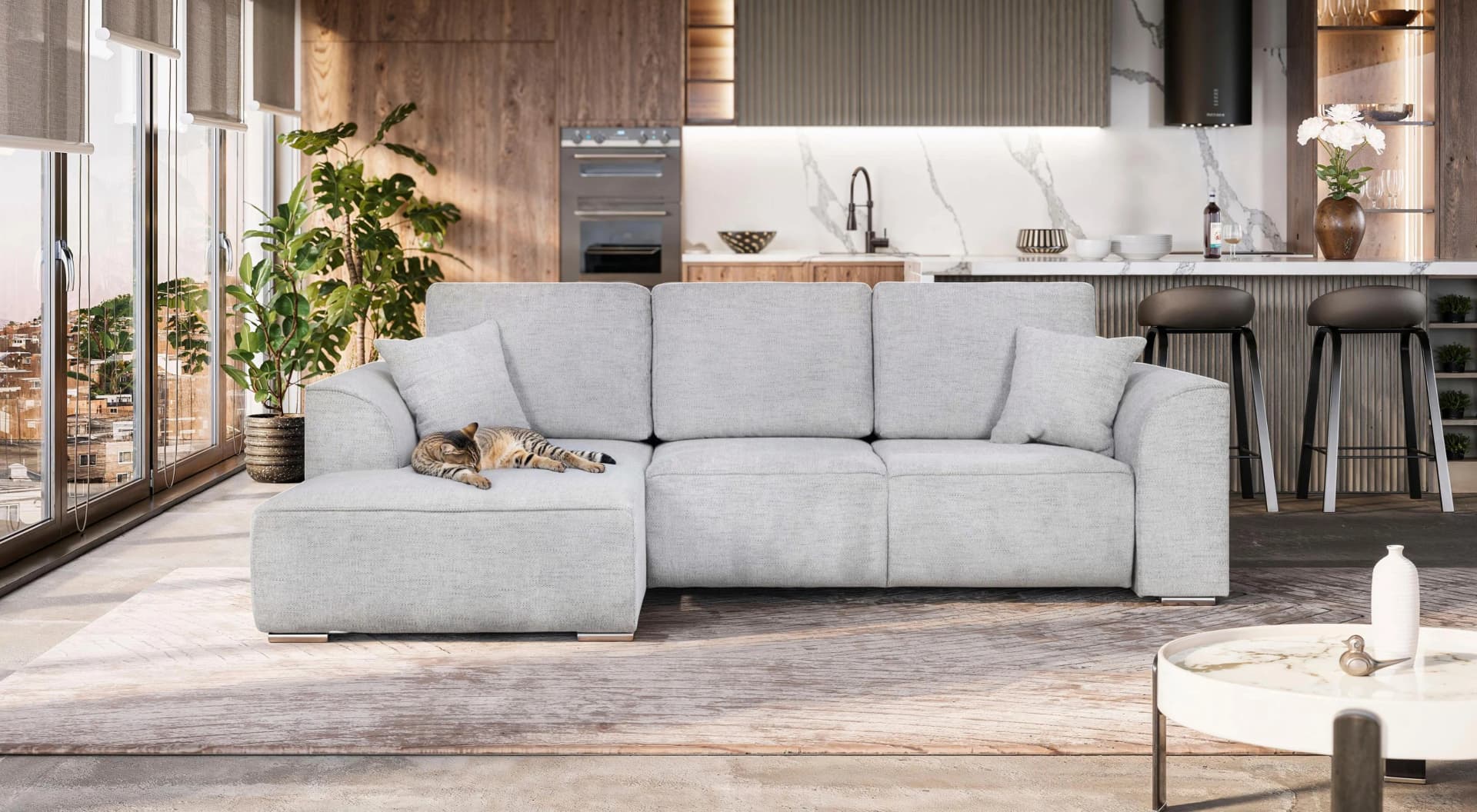 Ecksofa OTTO HOME BEATRICE L-Form Beige mit Schlafsofa-Funktion