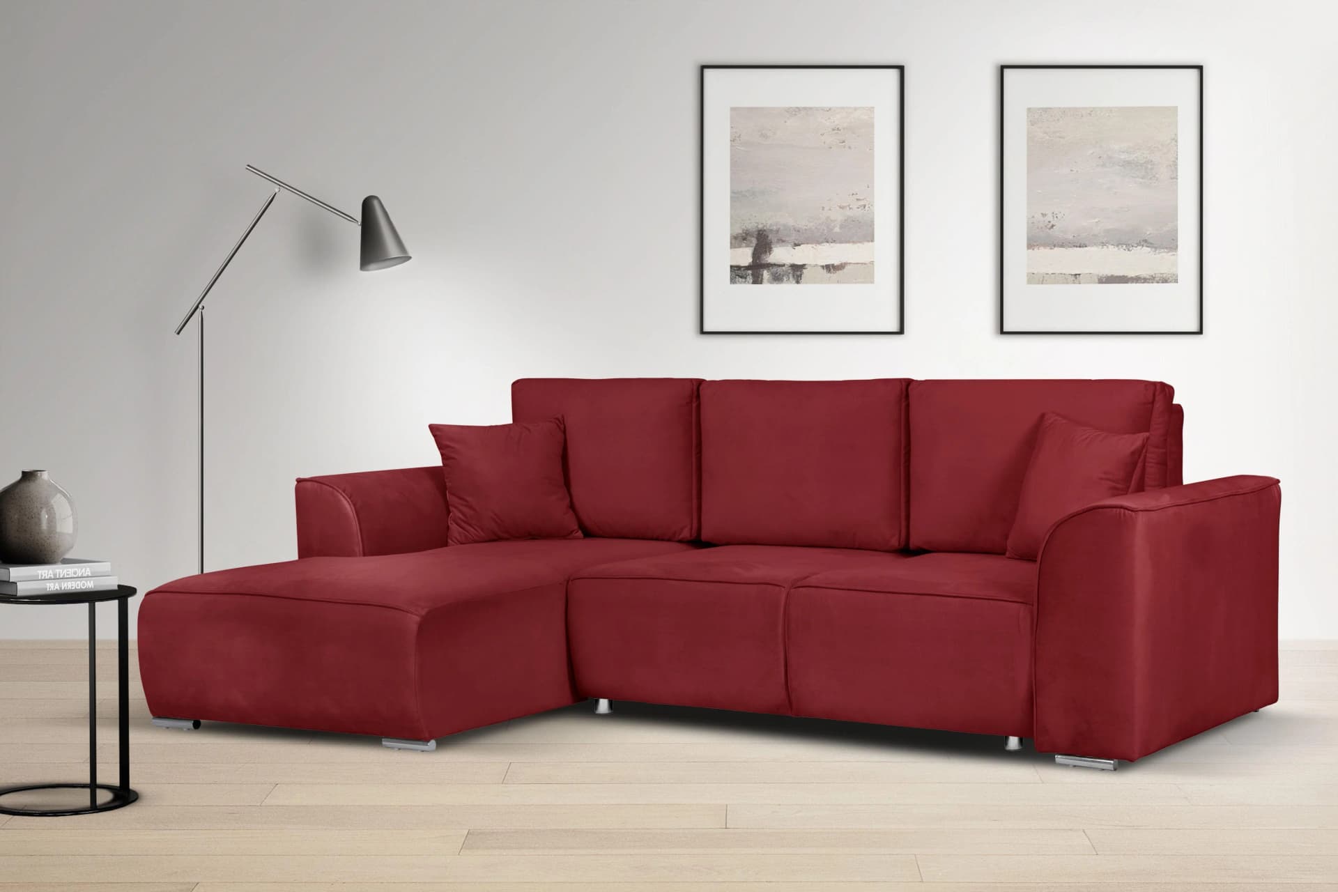 OTTO HOME Ecksofa BEATRICE Rot mit Bettfunktion und Bettkasten