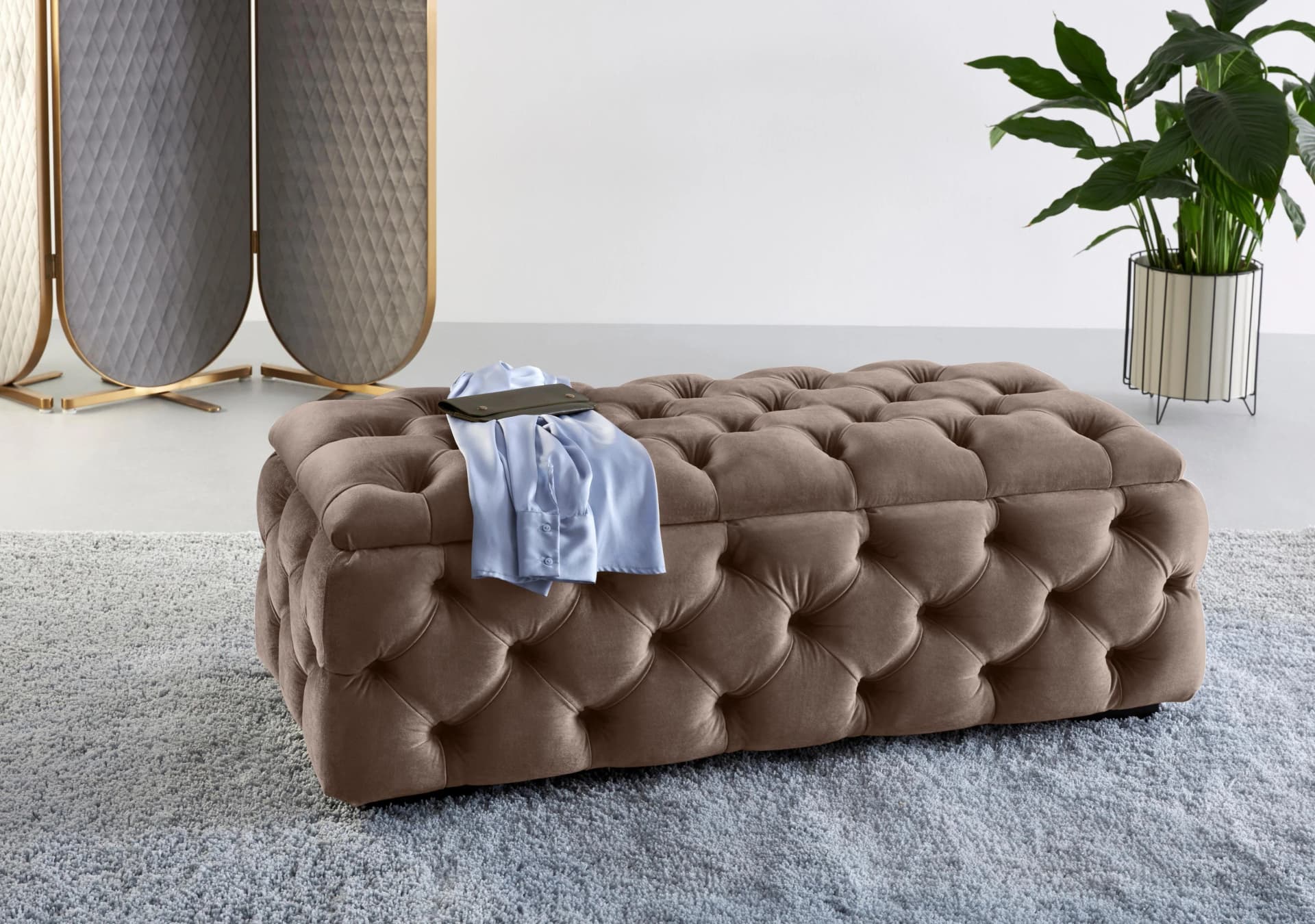 Home Affaire Polsterhocker Kalina Braun mit Stauraum